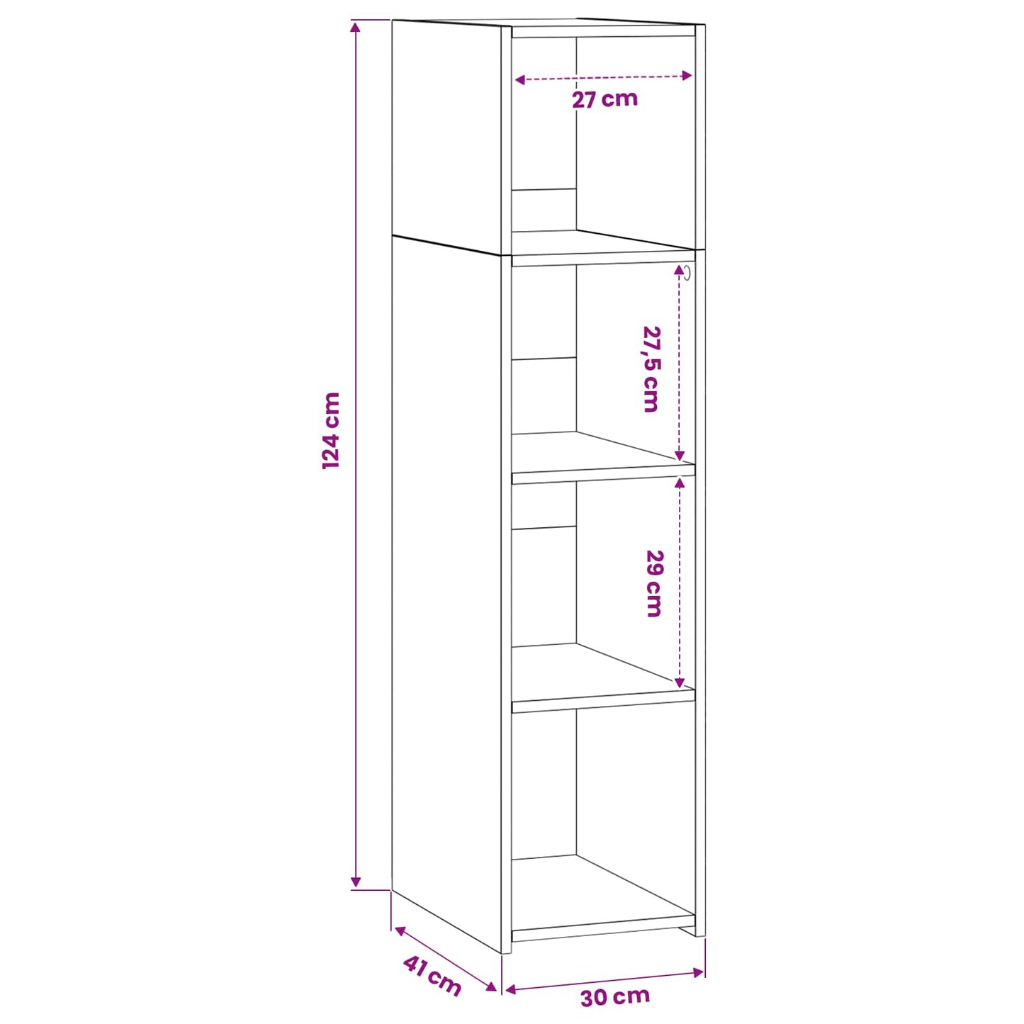 vidaXL Highboard Παλαιωμένο ξύλο 30 x 41 x 124 εκ. Επεξεργασμένο Ξύλο