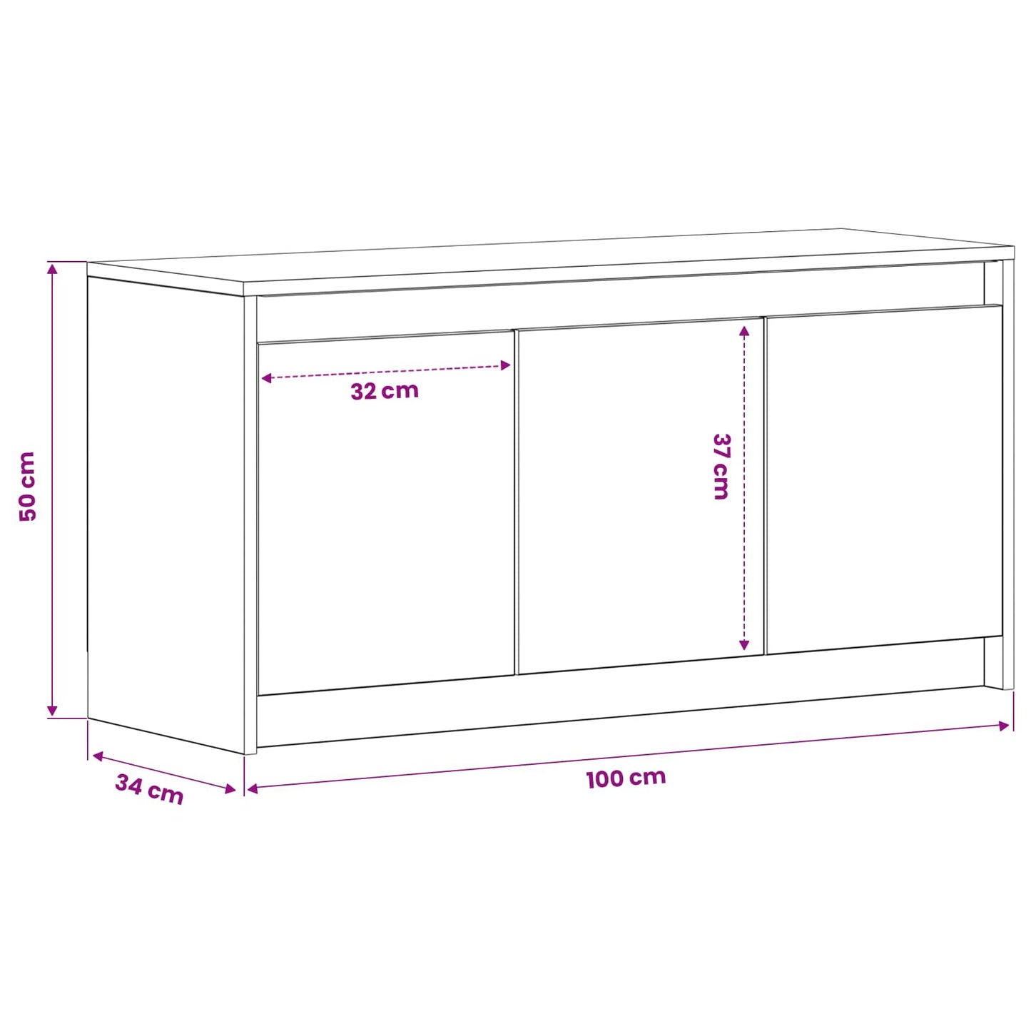 vidaXL Ντουλάπι TV 100 x 34 x 50 εκ Μαύρη Δρυς Επεξεργασμένο Ξύλο