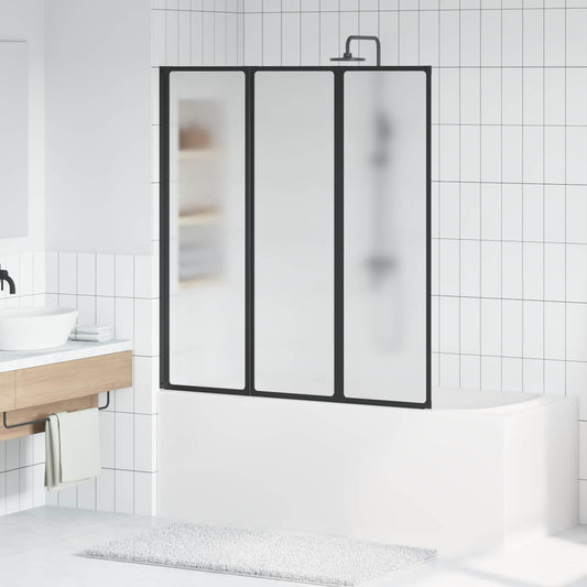 vidaXL Αναδιπλούμενη οθόνη ντους Μαύρο και Πλήρες Παγωμένο