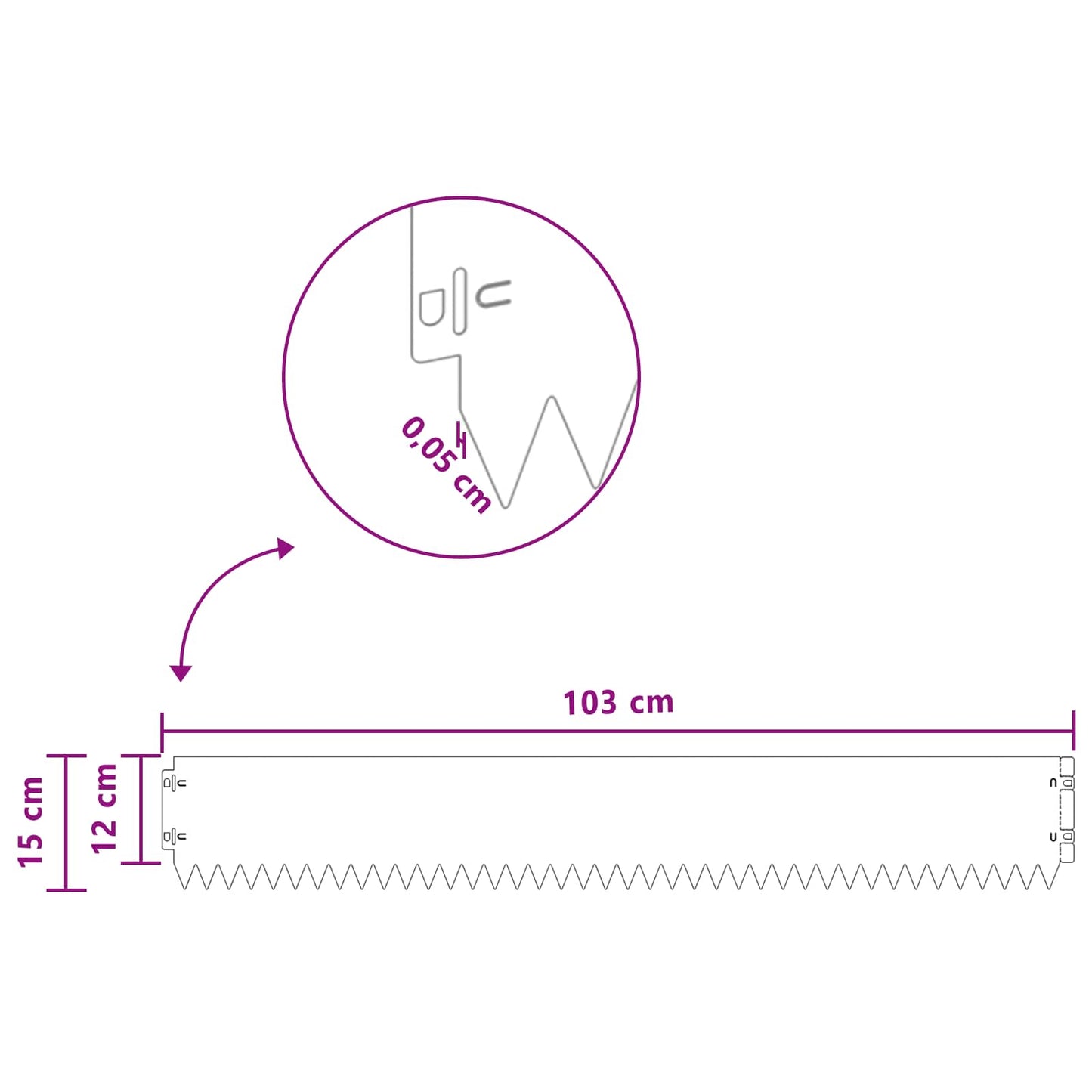 vidaXL Περίγραμμα γκαζόν 30 τμχ. 103 x 15 εκ Ατσάλι Λευκό
