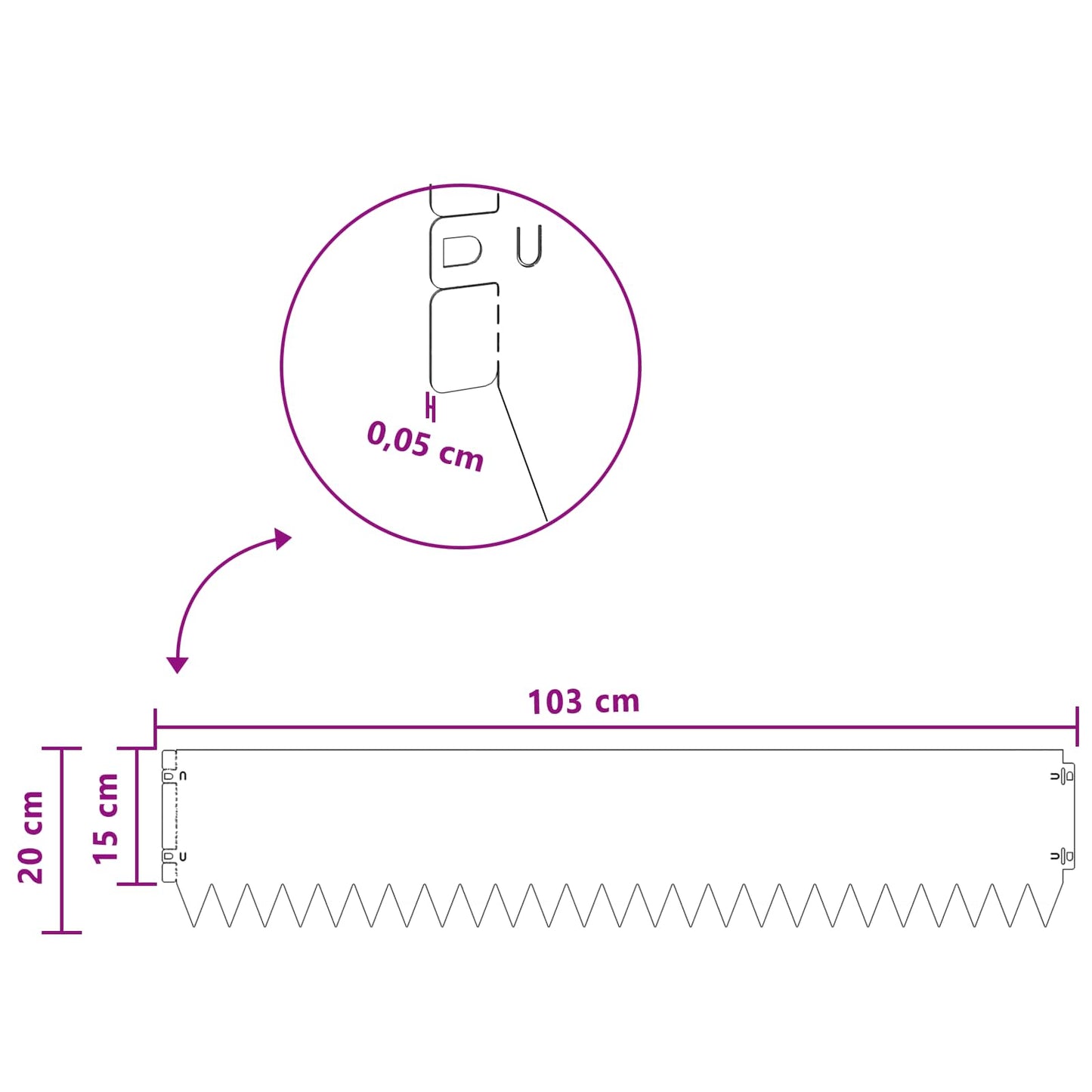vidaXL Περίγραμμα γκαζόν 20 τμχ. 103 x 20 εκ Ατσάλι Σκ rusty