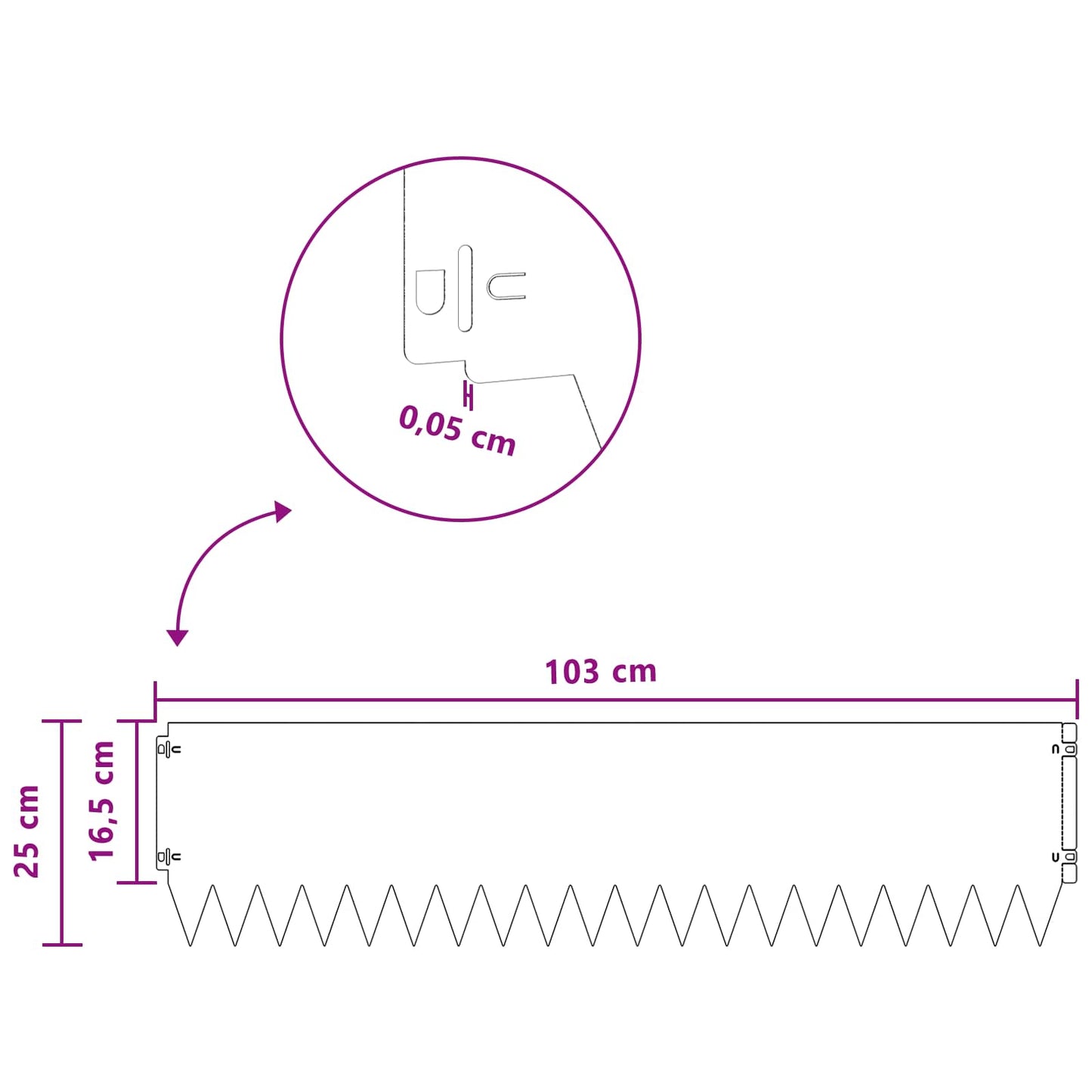 vidaXL Περίγραμμα γκαζόν 20 τμχ. 103 x 25 εκ Ατσάλι Λαδί
