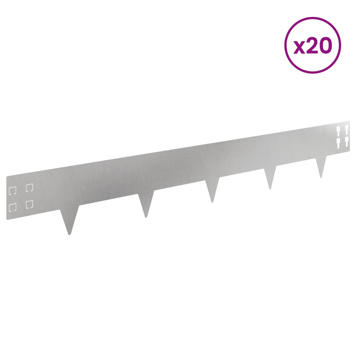 vidaXL Περίγραμμα γκαζόν 20 τμχ. 100 x 15 cm Ατσάλι Ασημί