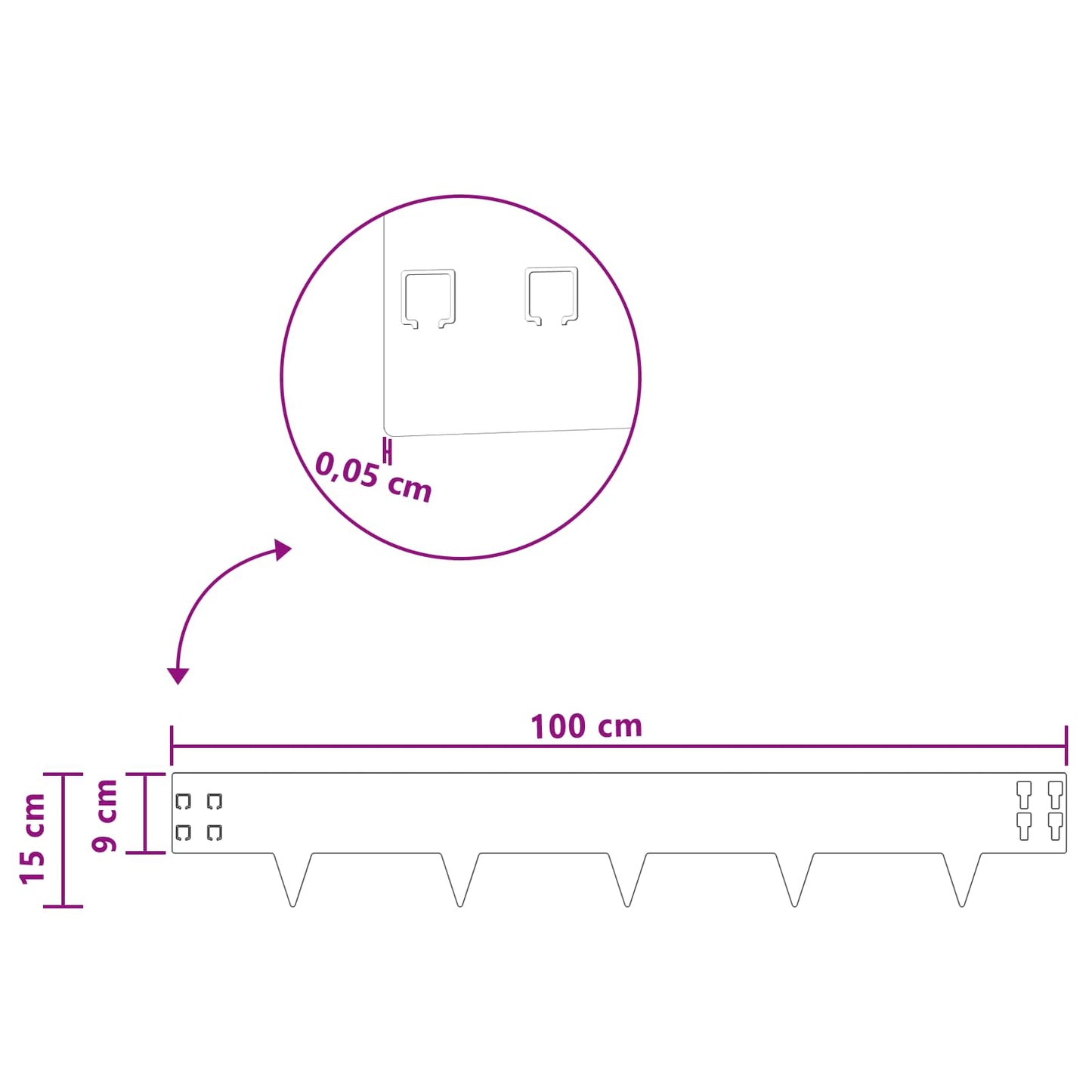 vidaXL Περίγραμμα γκαζόν 30 τμχ. 100 x 15 cm Ατσάλι Ασημί
