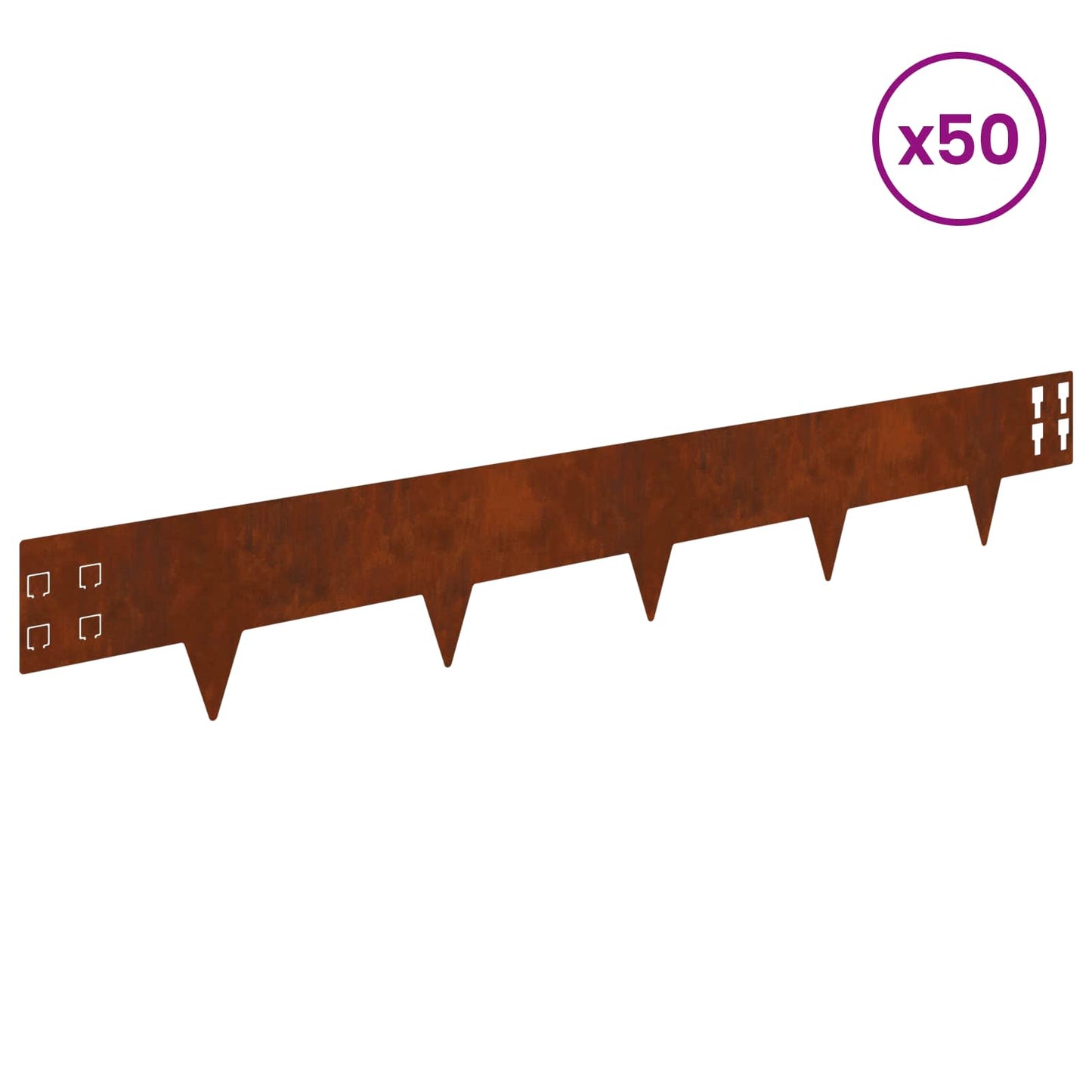 vidaXL Περίγραμμα γκαζόν 50 τμχ. 100 x 15 cm Ατσάλι Σκ rusty