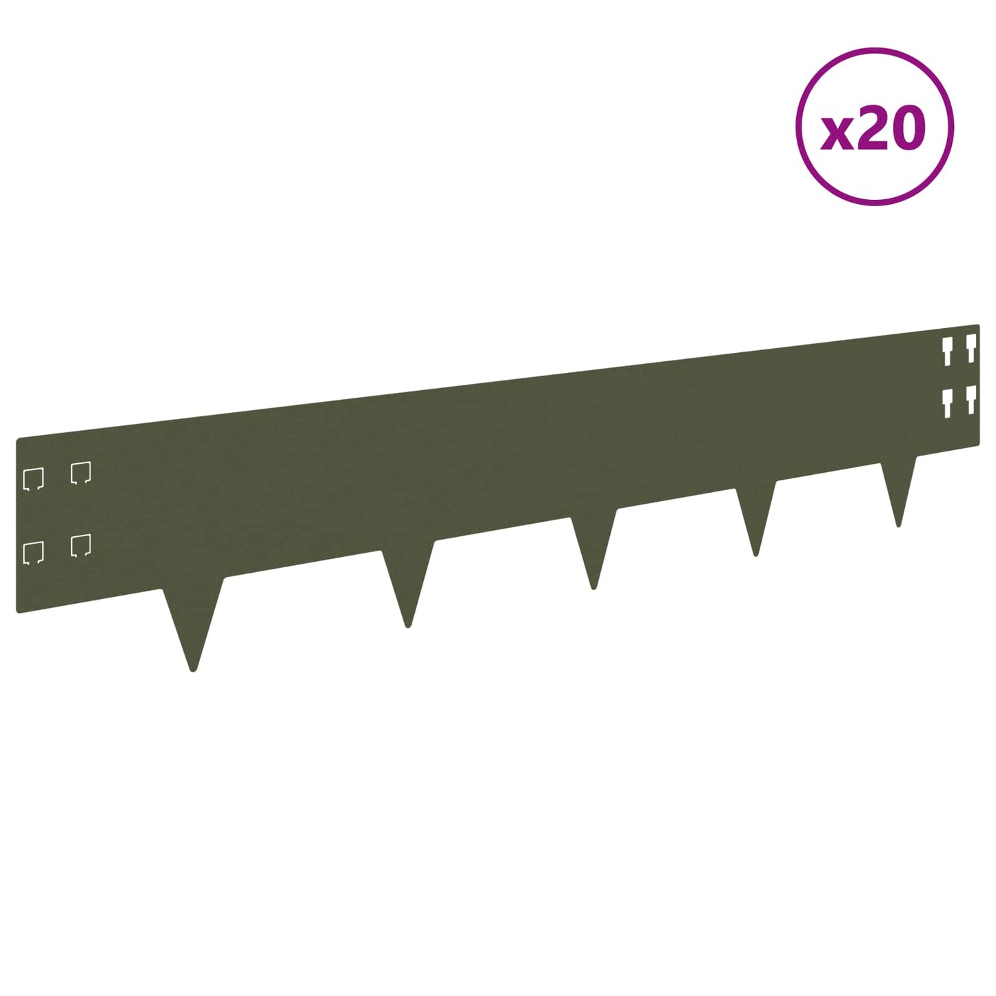vidaXL Περίγραμμα γκαζόν 20 τμχ. 100 x 20 cm Ατσάλι Λαδί