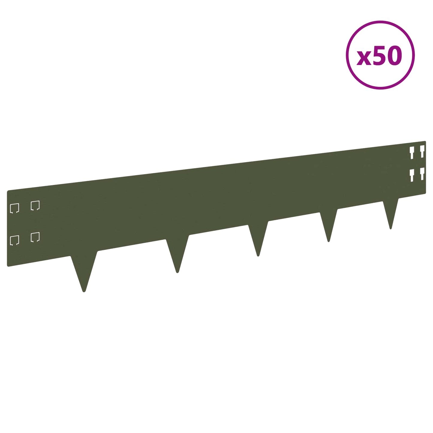 vidaXL Περίγραμμα γκαζόν 50 τμχ. 100 x 20 cm Ατσάλι Λαδί