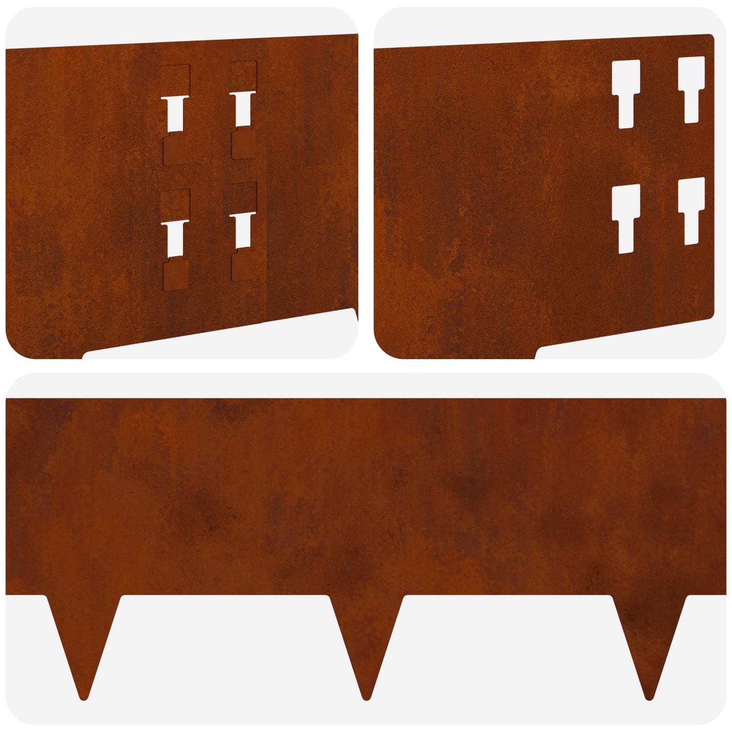 vidaXL Περίγραμμα γκαζόν 50 τμχ. 100 x 20 cm Ατσάλι Σκ rusty