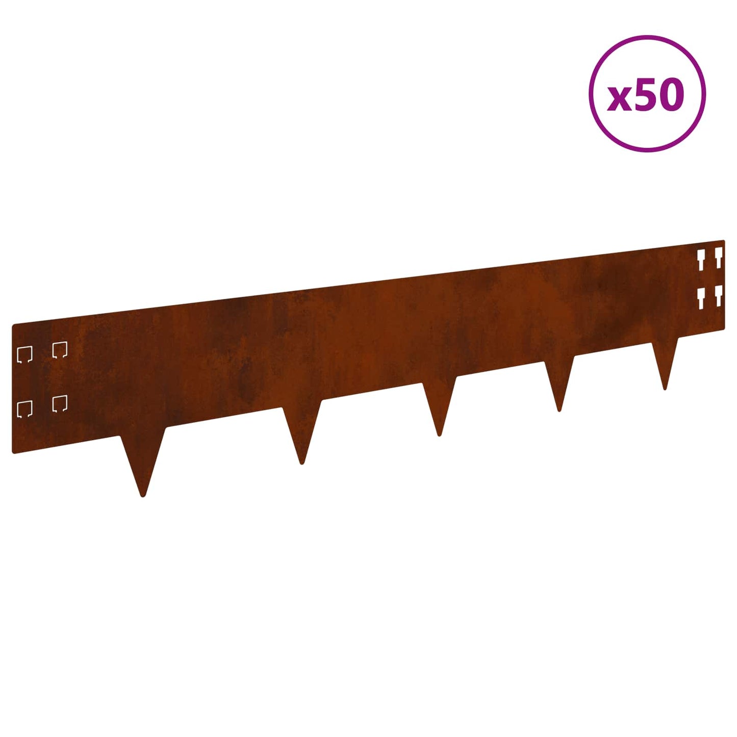 vidaXL Περίγραμμα γκαζόν 50 τμχ. 100 x 20 cm Ατσάλι Σκ rusty