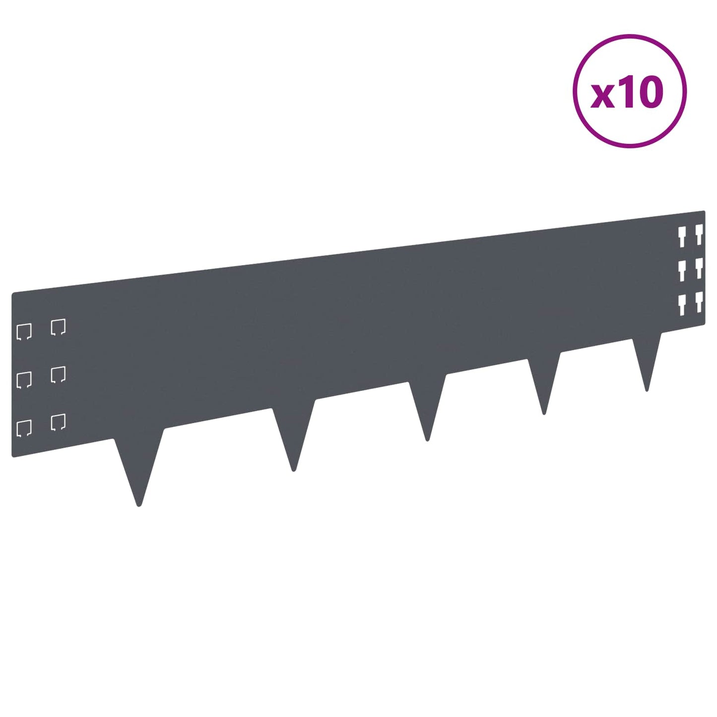vidaXL Περίγραμμα γκαζόν 10 τμχ. 100 x 25 cm Ατσάλι Ανθρακί