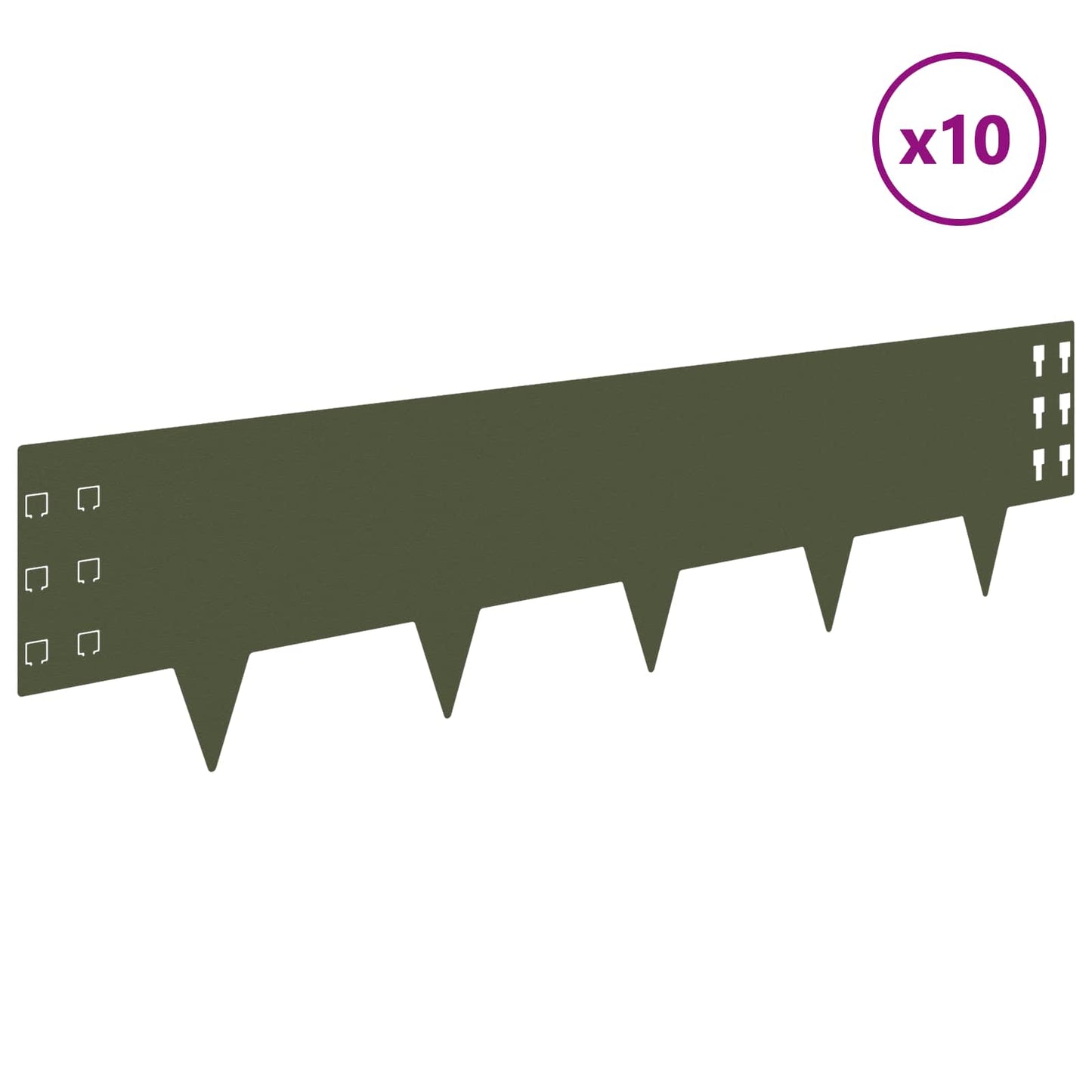 vidaXL Περίγραμμα γκαζόν 10 τμχ. 100 x 25 cm Ατσάλι Λαδί