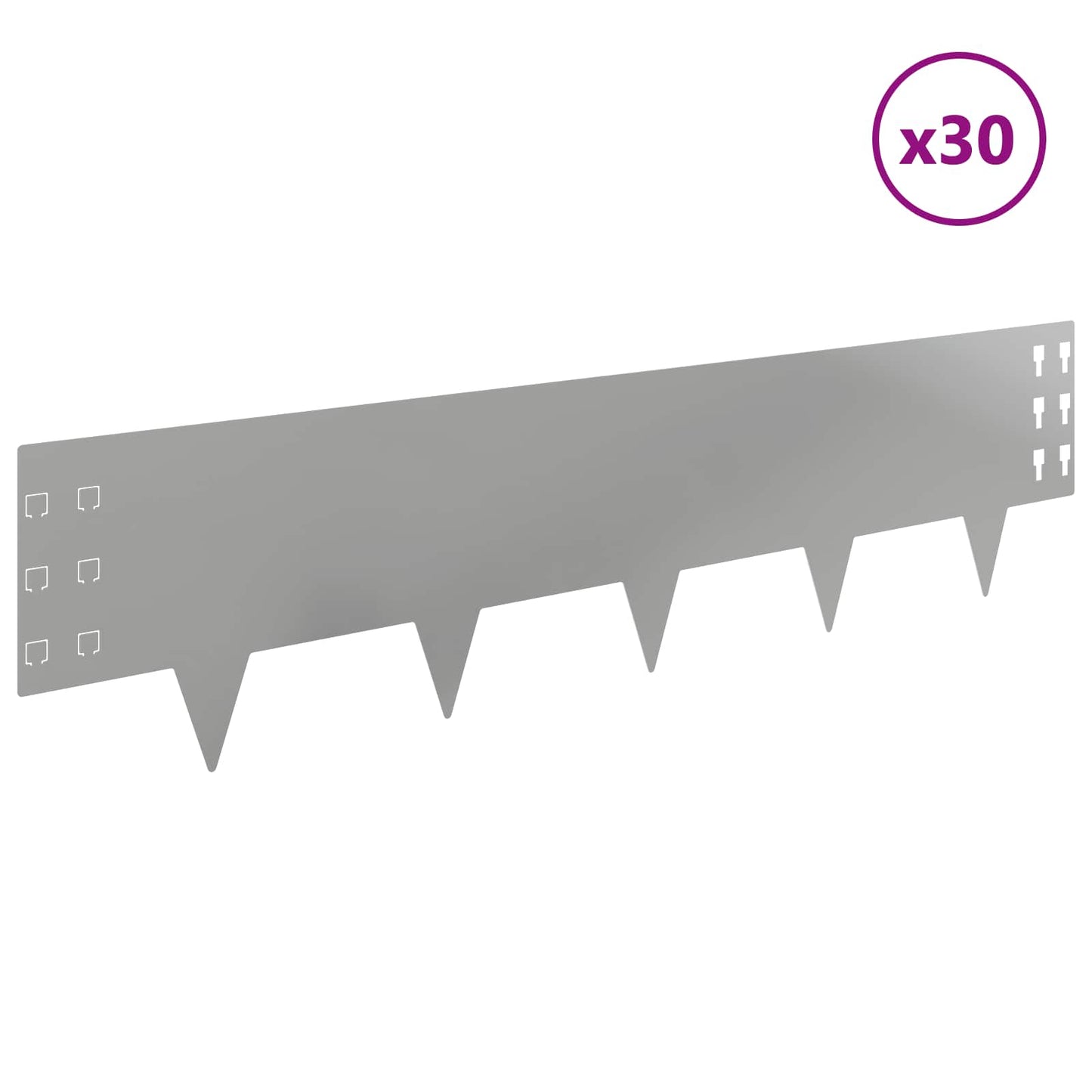 vidaXL Περίγραμμα γκαζόν 30 τμχ. 100 x 25 cm Ατσάλι Ασημί
