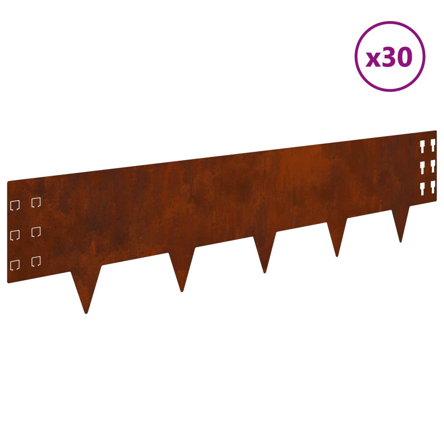 vidaXL Περίγραμμα γκαζόν 30 τμχ. 100 x 25 cm Ατσάλι Σκ rusty