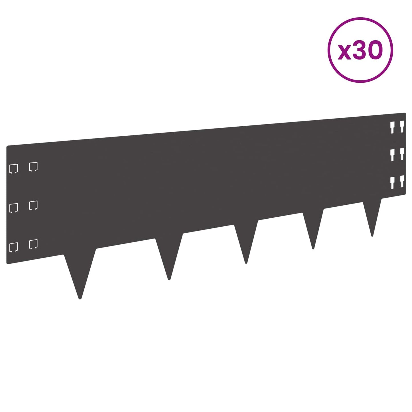 vidaXL Περίγραμμα γκαζόν 30 τμχ. 100 x 30 cm Ατσάλι Μαύρο