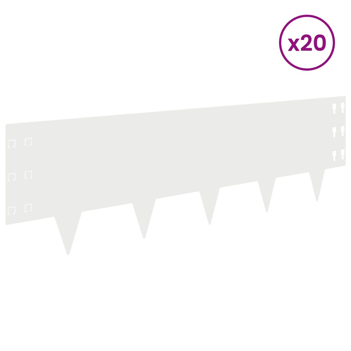 vidaXL Περίγραμμα γκαζόν 20 τμχ. 100 x 30 cm Ατσάλι Λευκό