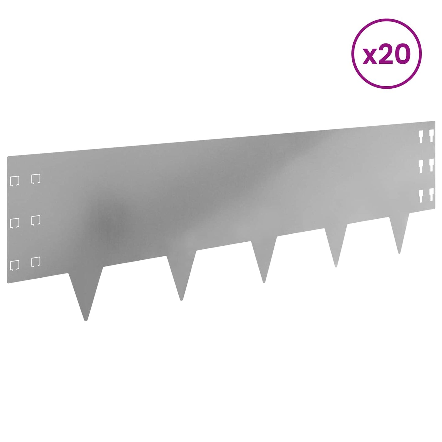 vidaXL Περίγραμμα γκαζόν 20 τμχ. 100 x 30 cm Ατσάλι Ασημί