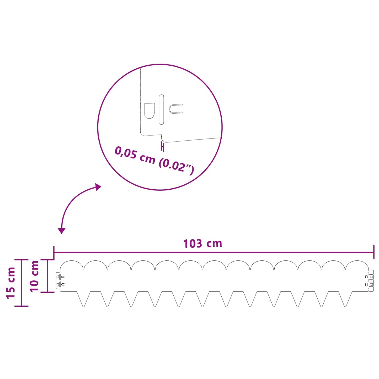 vidaXL Περίγραμμα γκαζόν 20 τμχ. 103 x 15 εκ Ατσάλι Λαδί