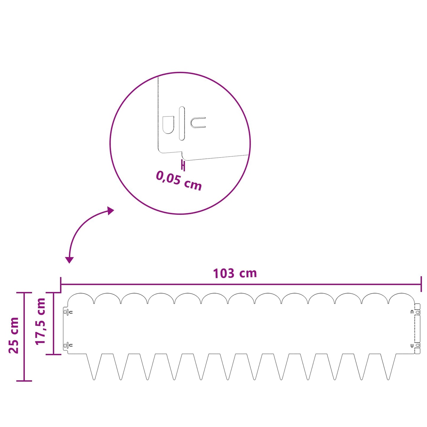 vidaXL Περίγραμμα γκαζόν 20 τμχ. 103 x 25 εκ Ατσάλι Λαδί