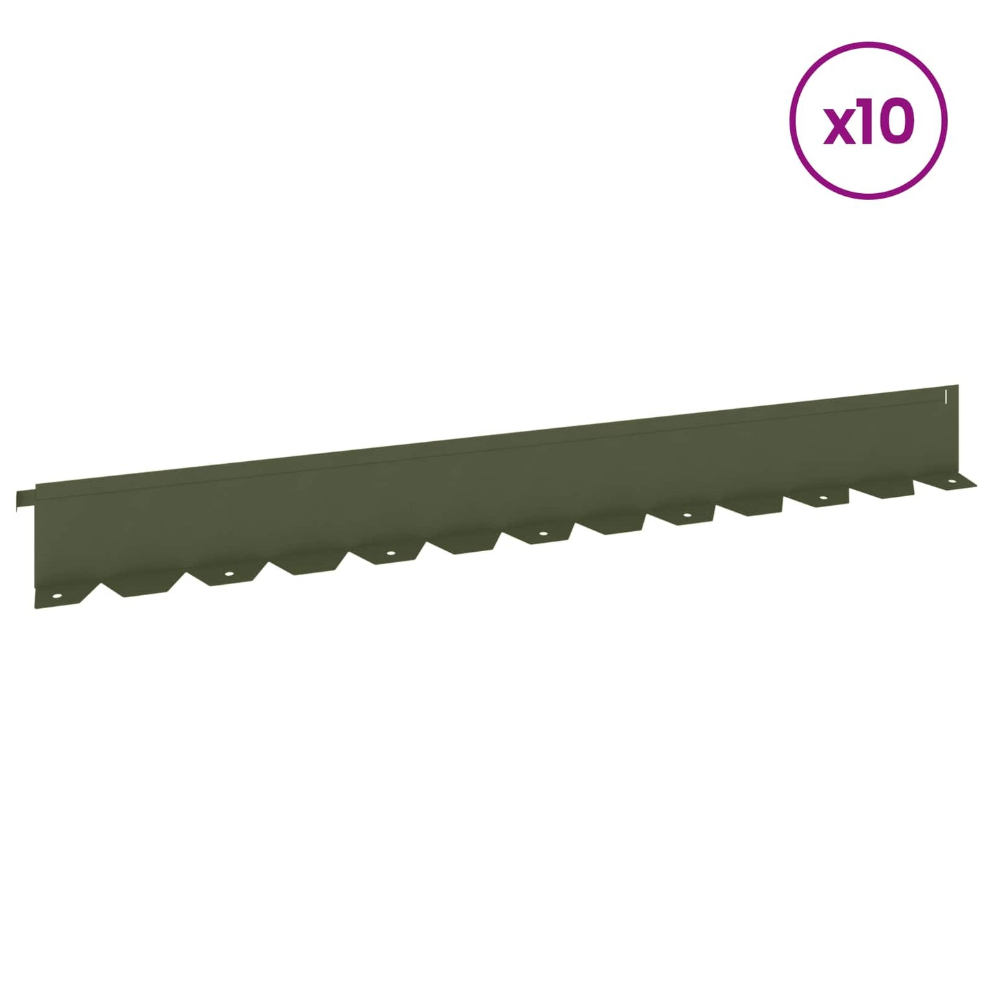 vidaXL Περίγραμμα γκαζόν 10 τμχ. 102 x 10 x 4 εκ. Ατσάλι Λαδί