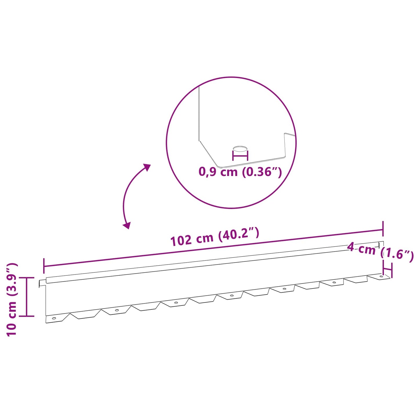 vidaXL Περίγραμμα γκαζόν 30 τμχ. 102 x 10 x 4 εκ. Ατσάλι Ασημί