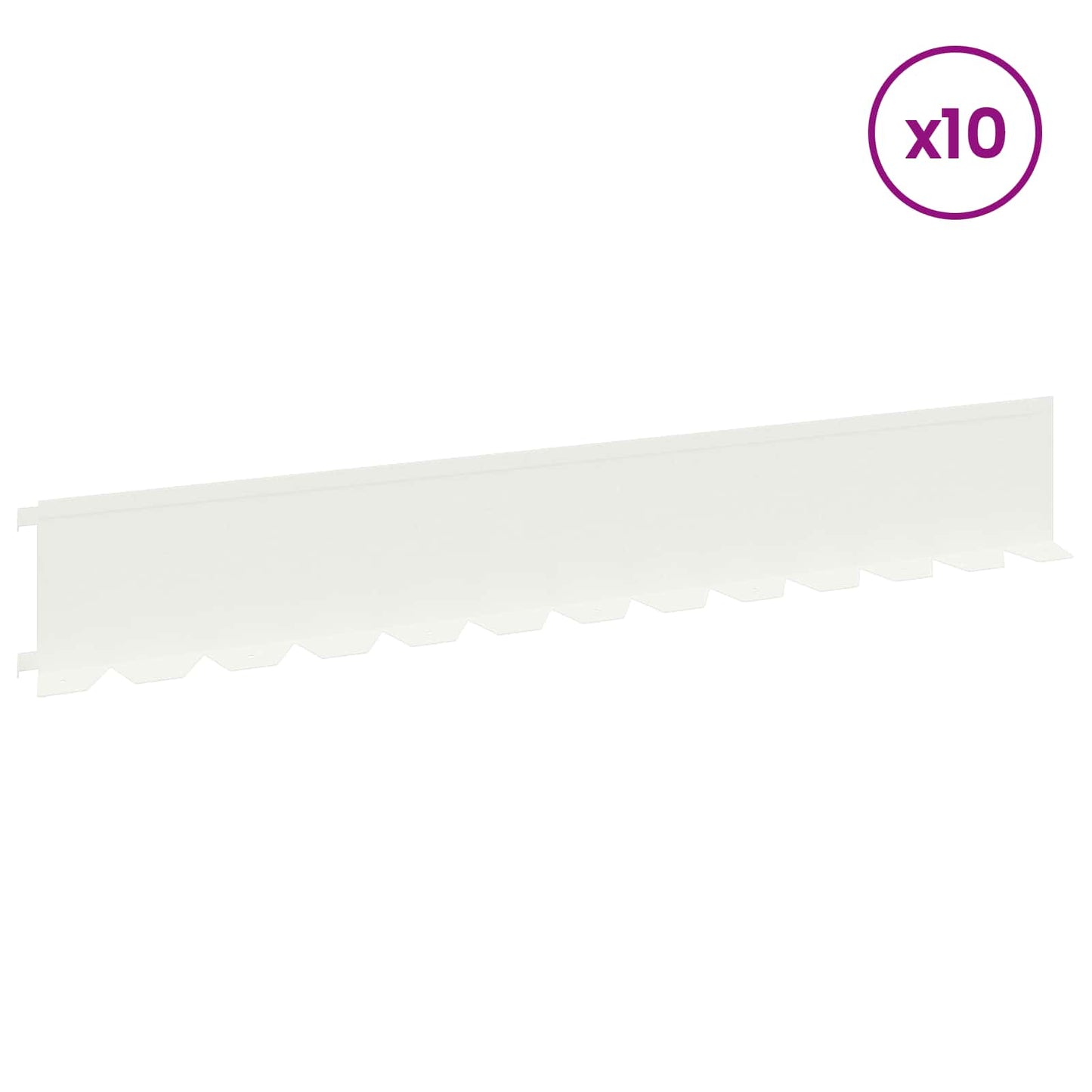 vidaXL Περίγραμμα γκαζόν 10 τμχ. 102 x 15 x 4 εκ. Ατσάλι Λευκό
