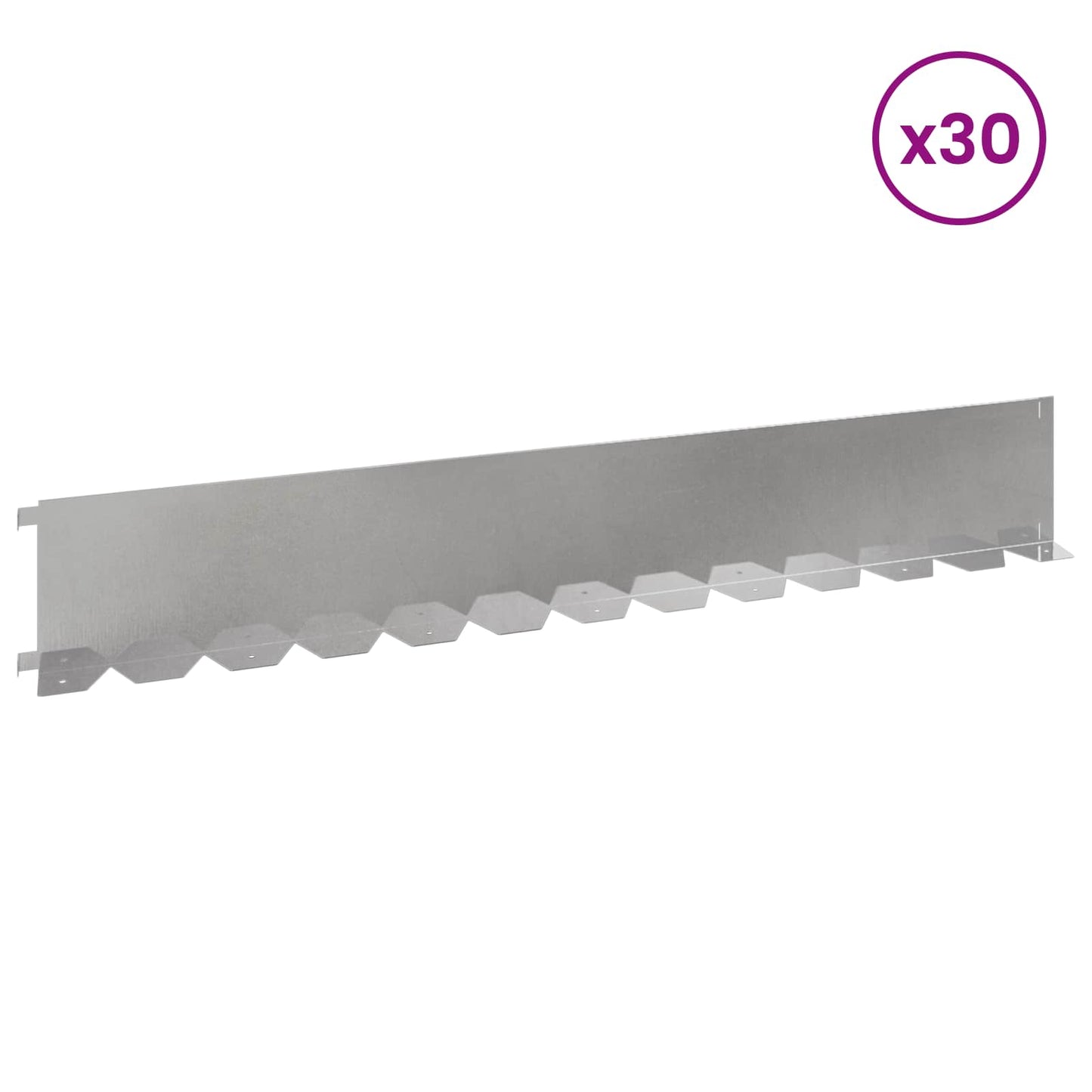 vidaXL Περίγραμμα γκαζόν 30 τμχ. 102 x 15 x 4 εκ. Ατσάλι Ασημί