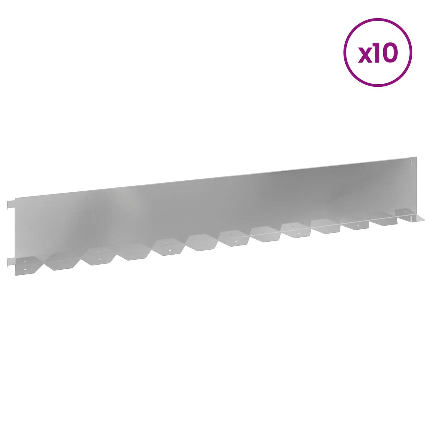 vidaXL Περίγραμμα γκαζόν 10 τμχ. 102 x 15 x 4 εκ. Ατσάλι Ασημί