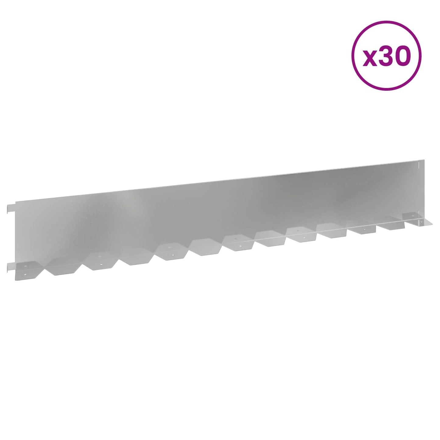 vidaXL Περίγραμμα γκαζόν 30 τμχ. 102 x 15 x 4 εκ. Ατσάλι Ασημί