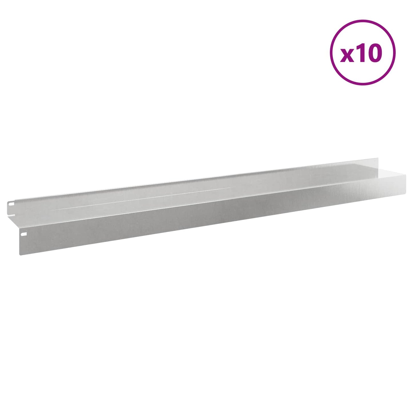 vidaXL Περίγραμμα γκαζόν 10 τμχ. 100 x 10 x 8 εκ Ατσάλι Ασημί