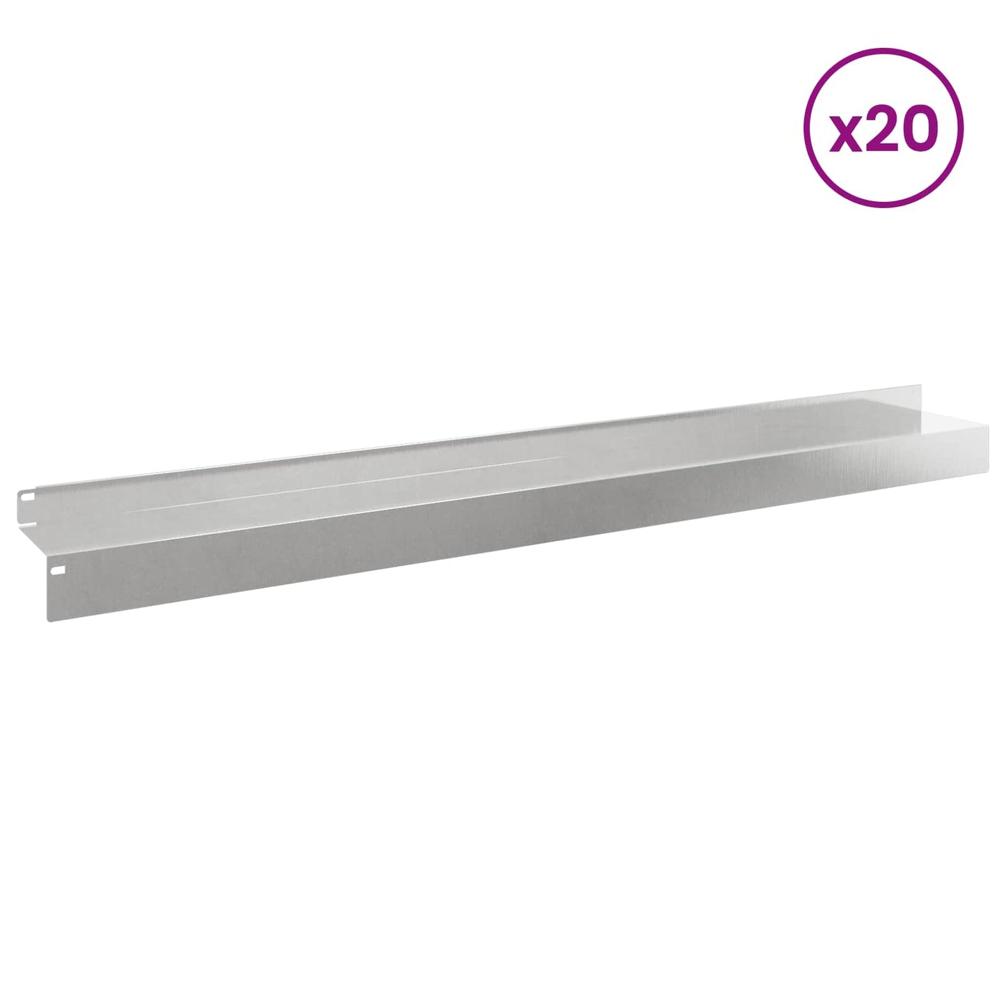 vidaXL Περίγραμμα γκαζόν 20 τμχ. 100 x 10 x 8 εκ Ατσάλι Ασημί