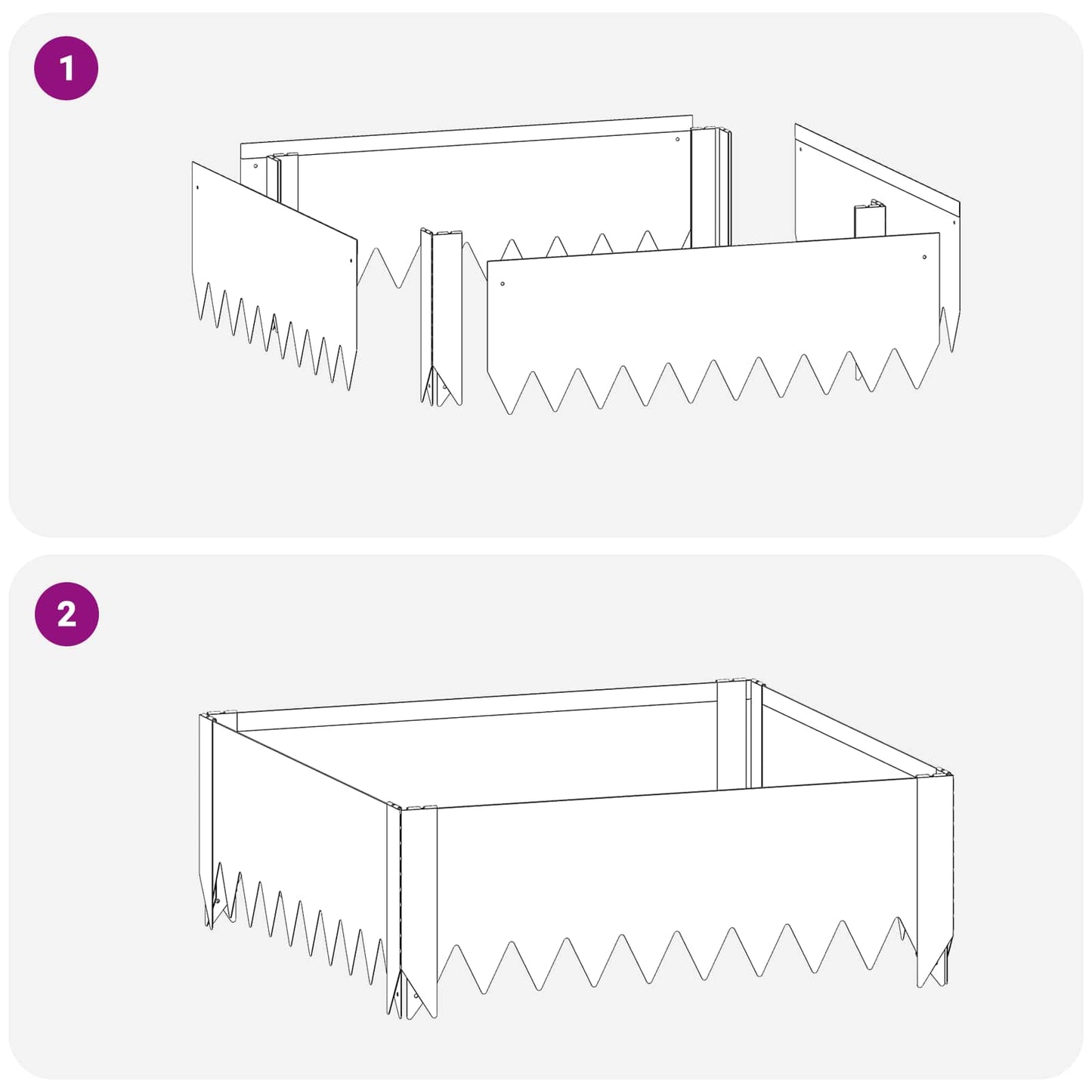 vidaXL Περίγραμμα γκαζόν 4 pcs 60 x 60 x 20 εκ Ατσάλι Μαύρο