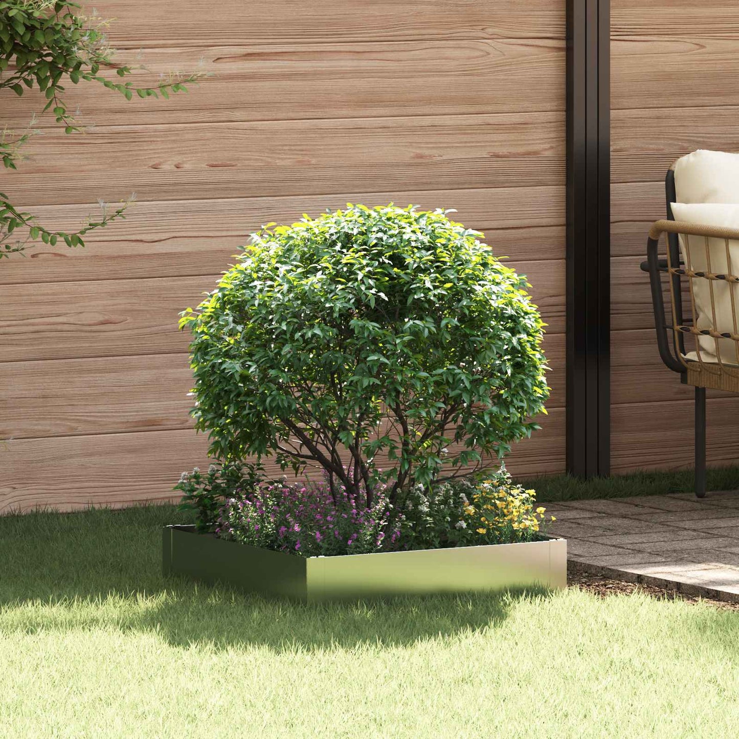 vidaXL Περίγραμμα γκαζόν 60 x 60 x 20 εκ Ατσάλι Ασημί
