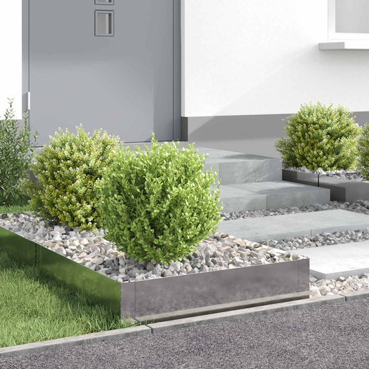 vidaXL Περίγραμμα γκαζόν 4 τμχ. 60 x 60 x 20 εκ Ατσάλι Ασημί