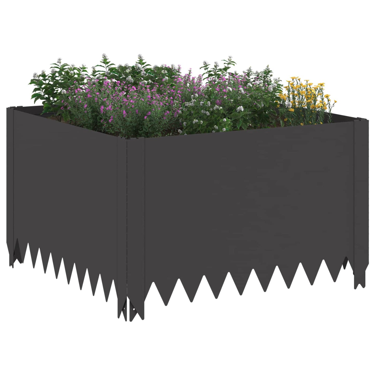 vidaXL Περίγραμμα γκαζόν 4 τμχ. 60 x 60 x 35 cm Ατσάλι Μαύρο