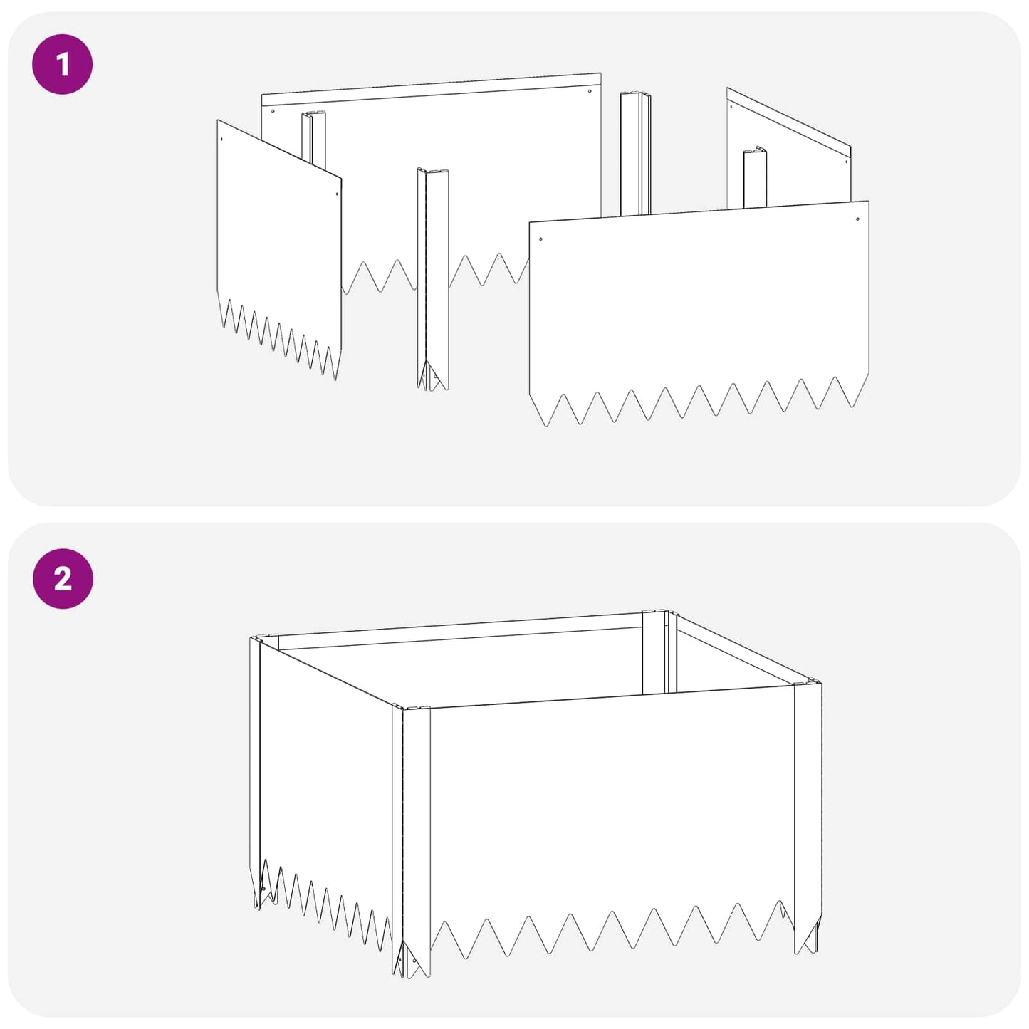 vidaXL Περίγραμμα γκαζόν 60 x 60 x 35 cm Ατσάλι Ασημί