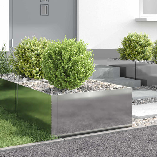 vidaXL Περίγραμμα γκαζόν 4 τμχ. 60 x 60 x 35 cm Ατσάλι Ασημί