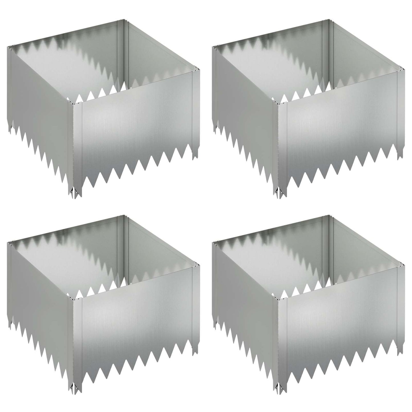 vidaXL Περίγραμμα γκαζόν 4 τμχ. 60 x 60 x 35 cm Ατσάλι Ασημί