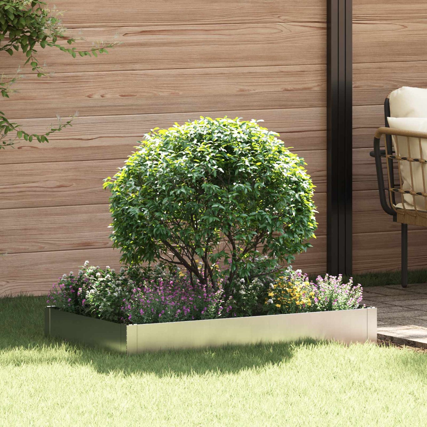 vidaXL Περίγραμμα γκαζόν 100 x 60 x 20 εκ. Ατσάλι Ασημί