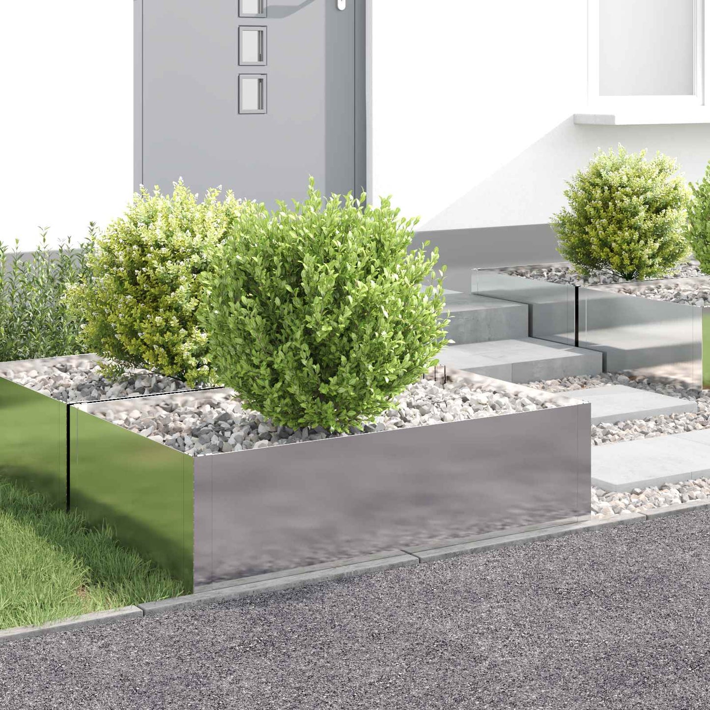 vidaXL Περίγραμμα γκαζόν 4 τμχ. 100 x 60 x 35 cm Ατσάλι Ασημί