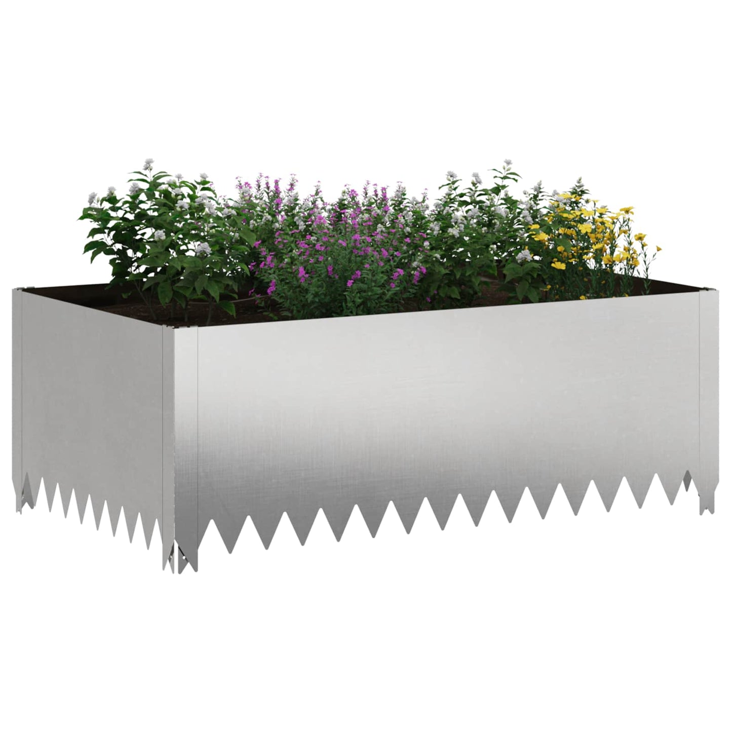 vidaXL Περίγραμμα γκαζόν 4 τμχ. 100 x 60 x 35 cm Ατσάλι Ασημί