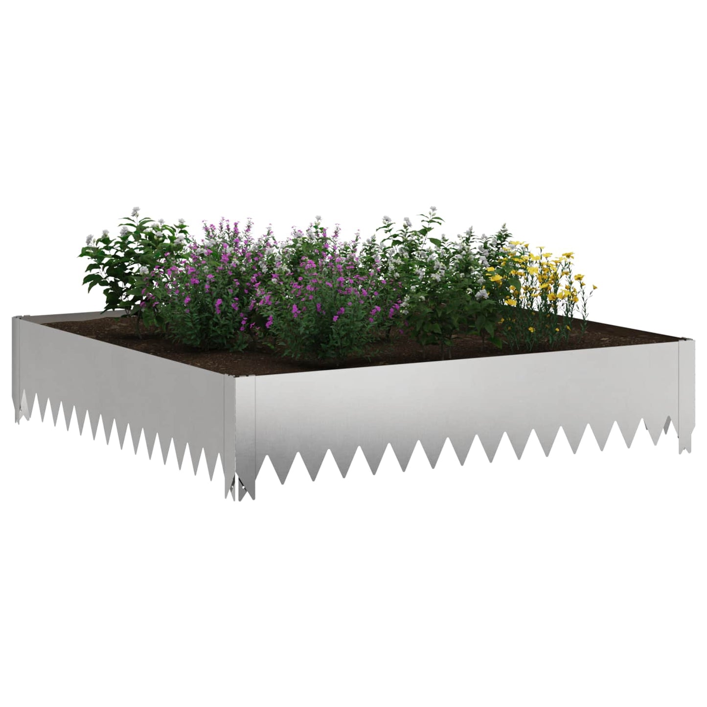 vidaXL Περίγραμμα γκαζόν 100 x 100 x 20 cm Ατσάλι Ασημί