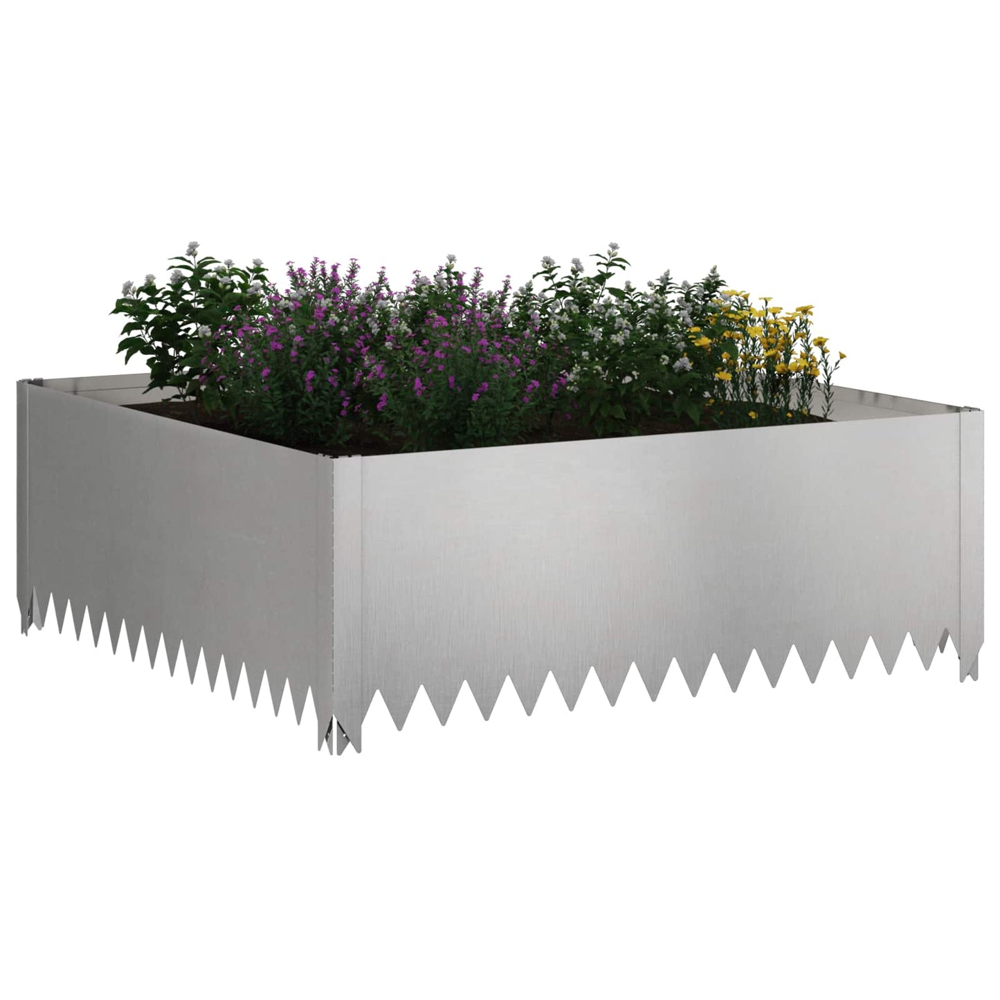 vidaXL Περίγραμμα γκαζόν 100 x 100 x 35 cm Ατσάλι Ασημί