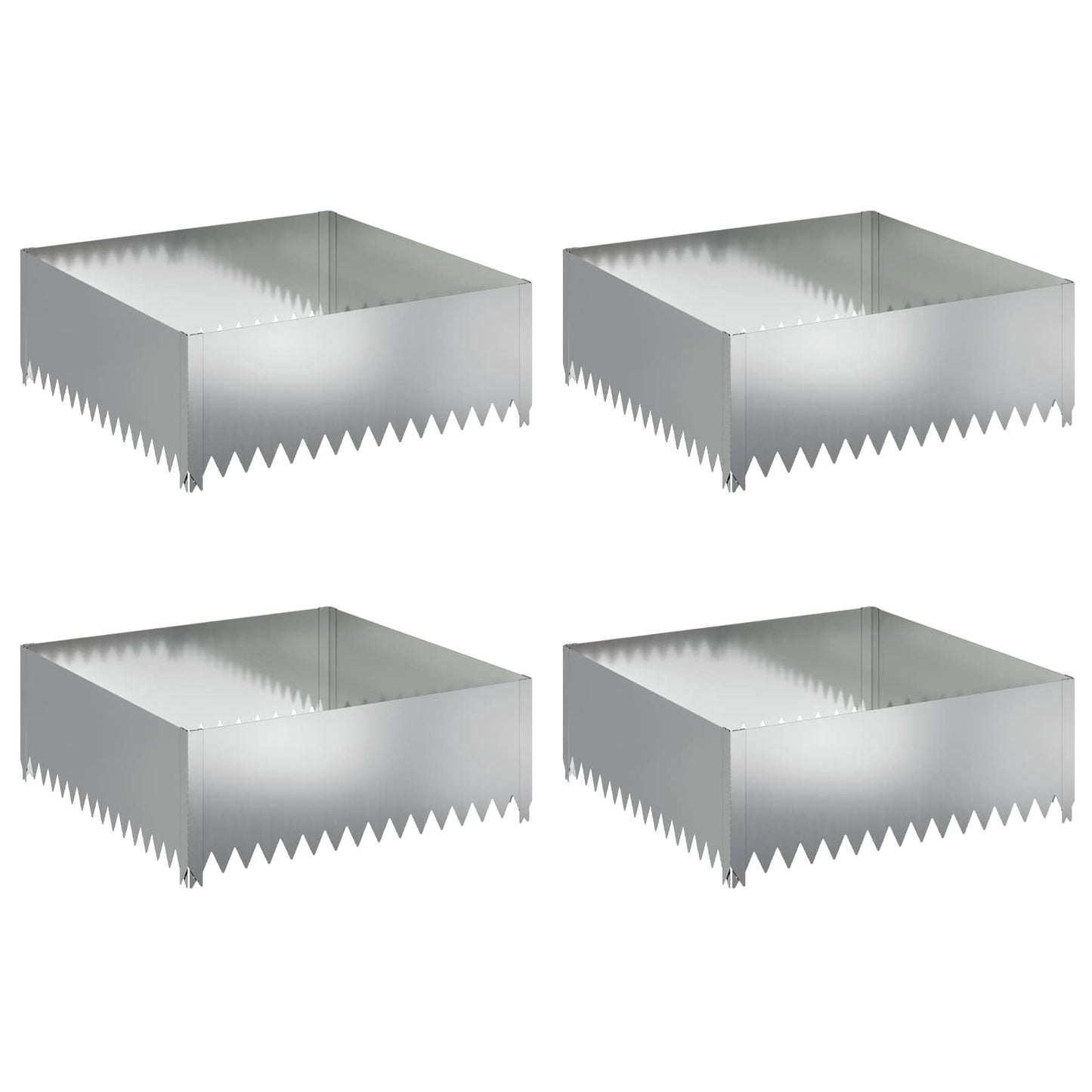 vidaXL Περίγραμμα γκαζόν 4 τμχ. 100 x 100 x 35 cm Ατσάλι Ασημί