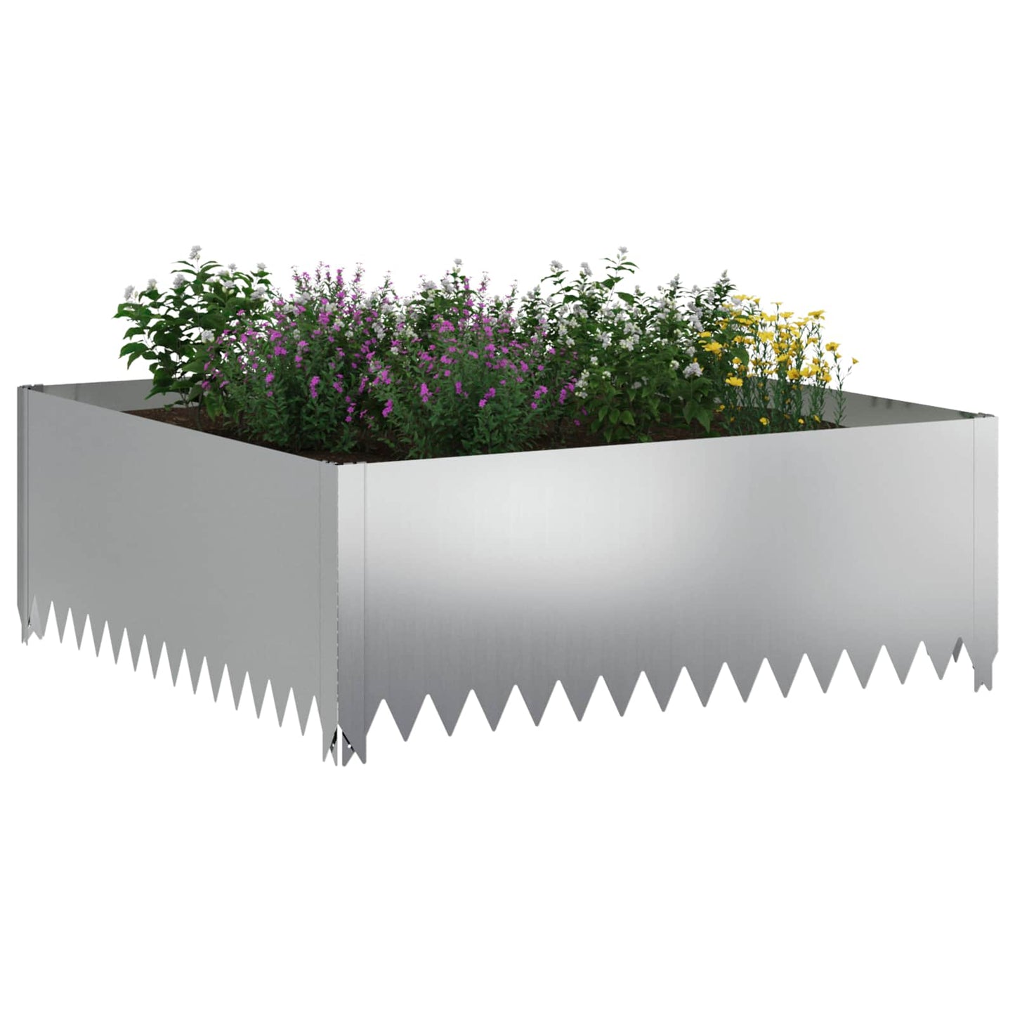 vidaXL Περίγραμμα γκαζόν 4 τμχ. 100 x 100 x 35 cm Ατσάλι Ασημί