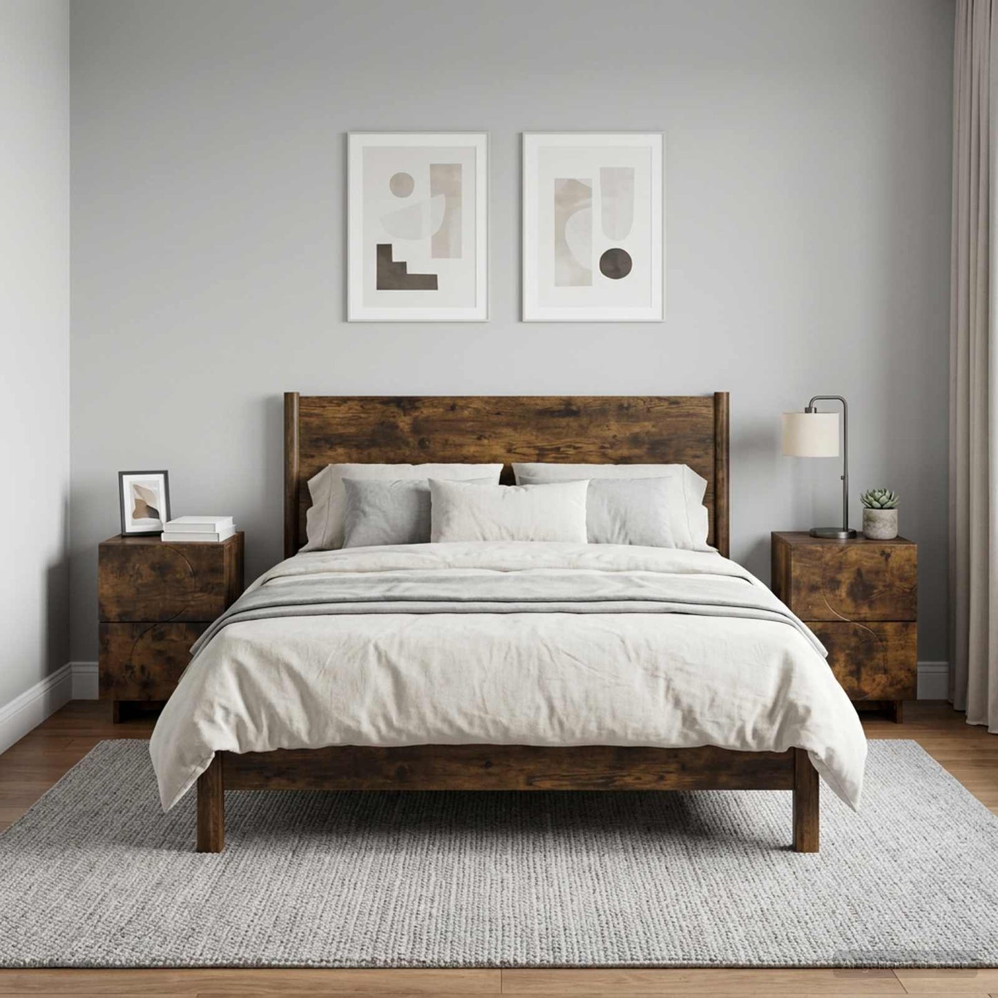 vidaXL Κομοδίνο 2 τεμ. Καπνιστή δρυς 33,5 x 34,5 x 50 εκ