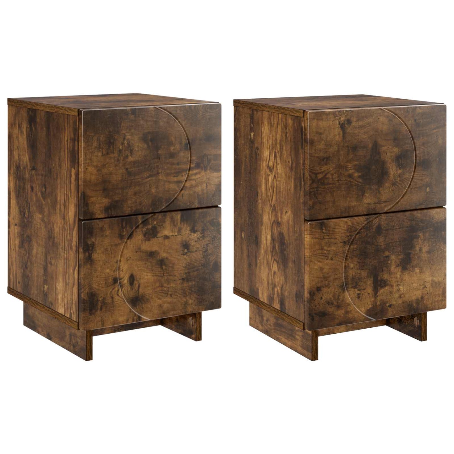 vidaXL Κομοδίνο 2 τεμ. Καπνιστή δρυς 33,5 x 34,5 x 50 εκ