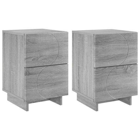 vidaXL Κομοδίνο 2 τεμ. Γκρι Sonoma 33,5 x 34,5 x 50 εκ