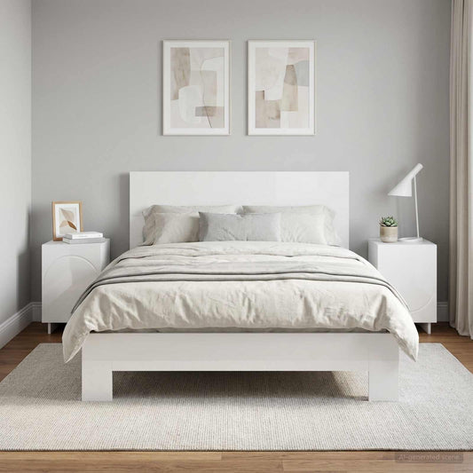 vidaXL Κομοδίνο 2 τεμ. Λευκό υψηλής γυαλάδας 33,5 x 34,5 x 50 εκ