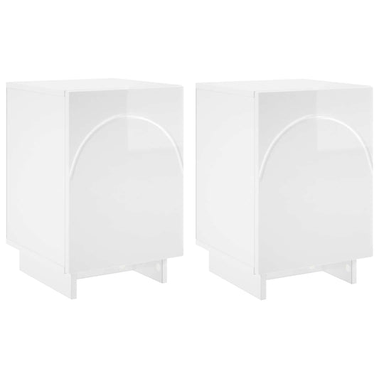 vidaXL Κομοδίνο 2 τεμ. Λευκό υψηλής γυαλάδας 33,5 x 34,5 x 50 εκ