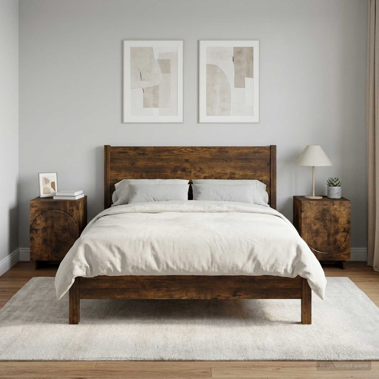 vidaXL Κομοδίνο 2 pcs Καπνισμένο Ξύλο Δρυός 33,5 x 34,5 x 50 εκ